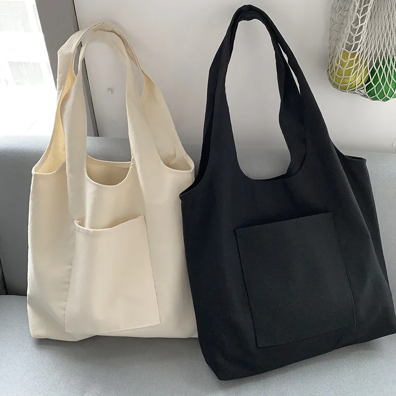 Pure Color Blank Hand-painted Canvas Bag Female Single Shoulder Japanese Simple Artistic Travel Large Capacity Student Class Book Bag display picture 20