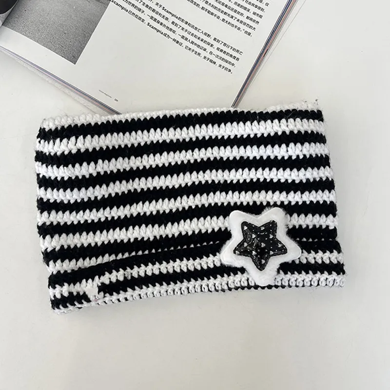 Yabi Style Handmade Cute Five-star Cat Ears Striped Devil Warm Pullover Hat Knitted Ball Wool Hat For Women display picture 5