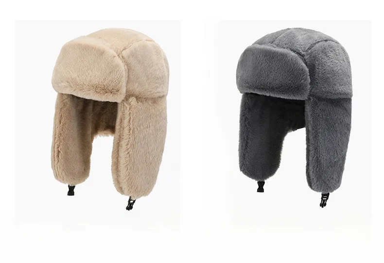 Winter Fleece-lined Men's And Women's Ear Protection Lei Feng Hat Rabbit Fur Windproof Cold-proof Fashion Outdoor Riding Lei Feng Hat display picture 5