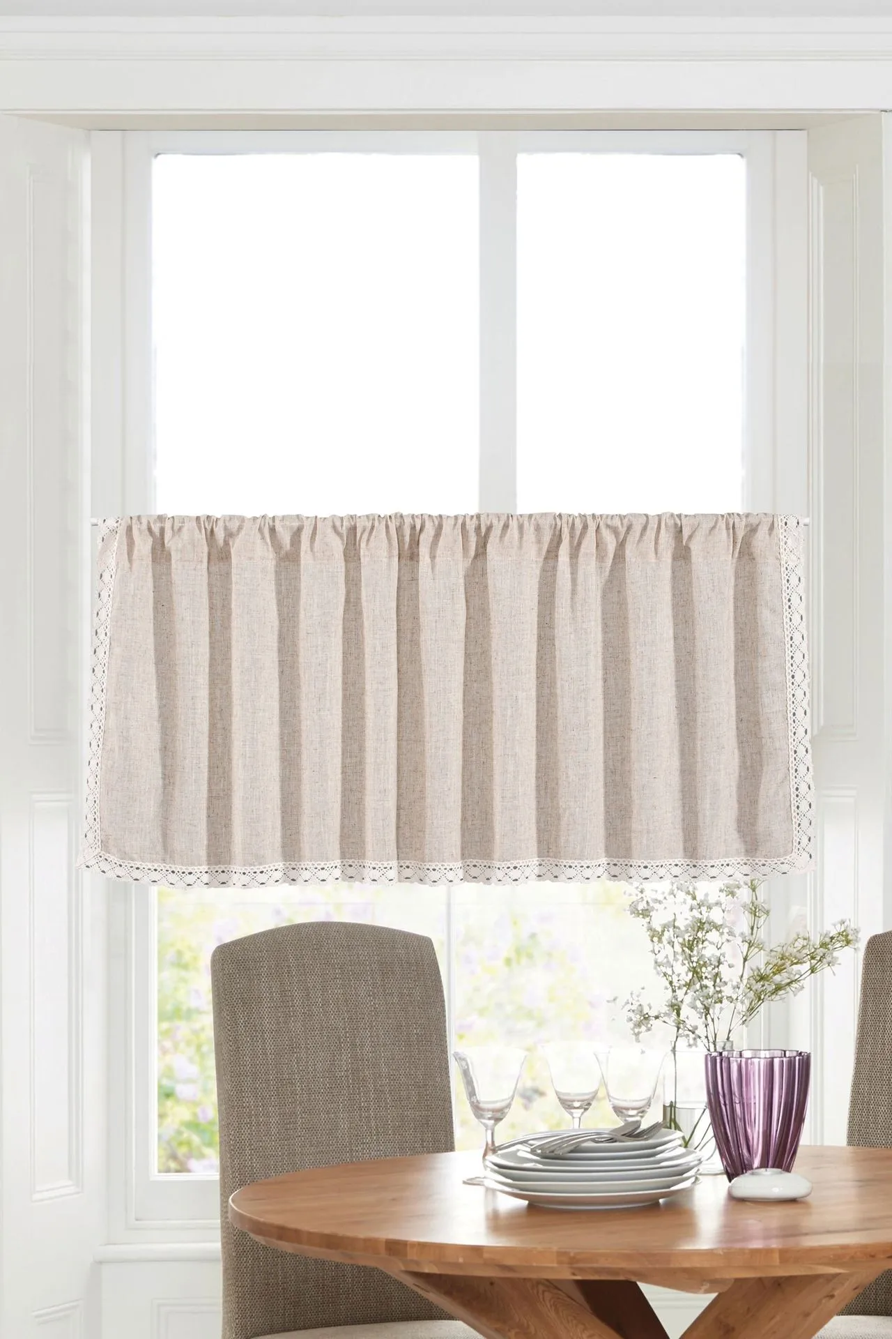 Yiman Qiyun Window  Plain Lace Half Curtain Door Curtain Coffee Curtain Kitchen Sink Cabinet Dust Curtain display picture 5
