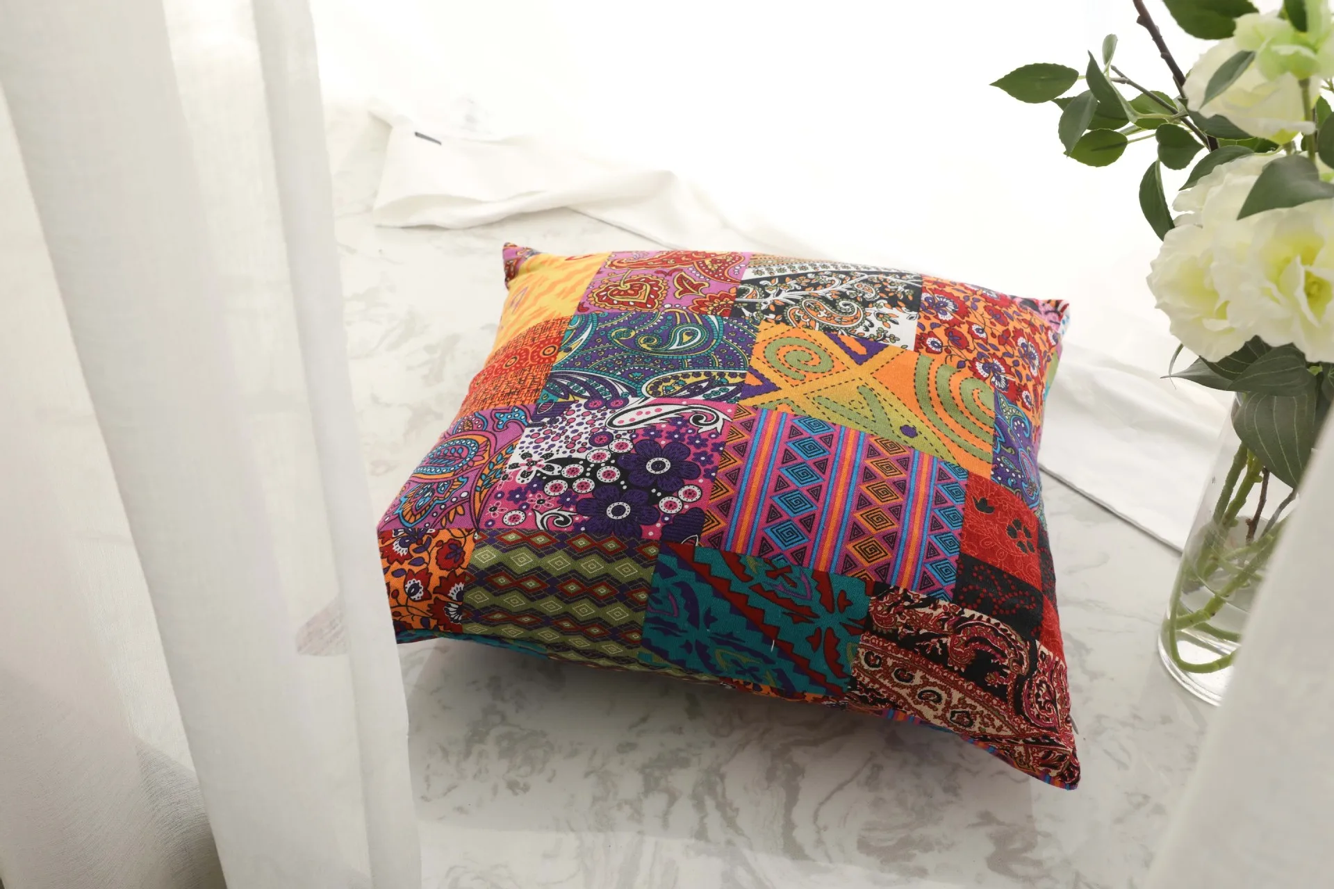 Retro Bohemian Middle Eastern Ethnic Cotton Linen Pillow Cushion Cover Without Core display picture 2