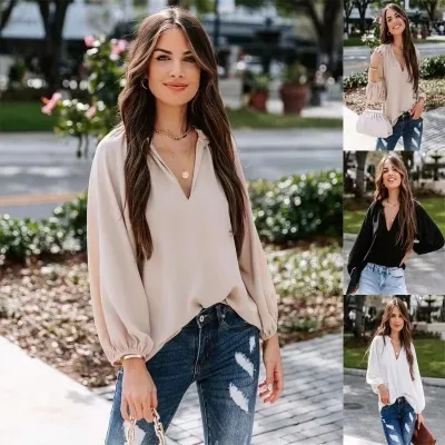 Women's Blouse Long Sleeve Blouses Casual Simple Style Solid Color display picture 1