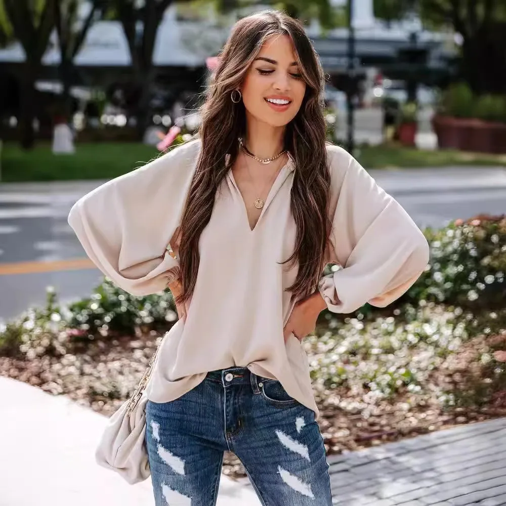 Women's Blouse Long Sleeve Blouses Casual Simple Style Solid Color display picture 6