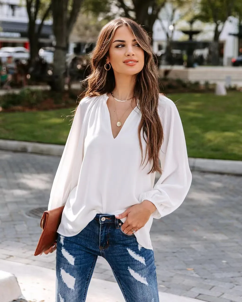 Women's Blouse Long Sleeve Blouses Casual Simple Style Solid Color display picture 7