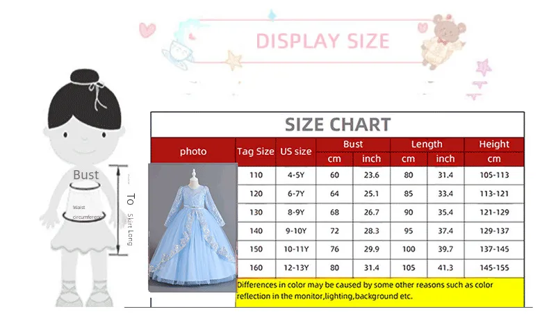 New Long Sleeve Sequined Lace Children's Dress Princess Dress Girl Flower Girl Christmas Dress Girl Dress display picture 2