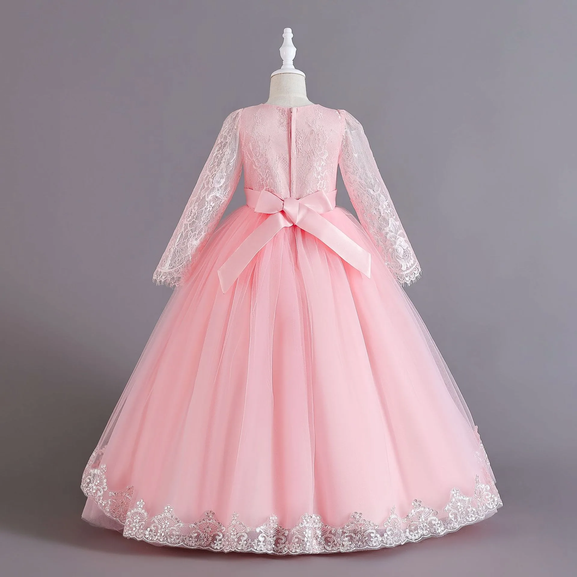 New Long Sleeve Sequined Lace Children's Dress Princess Dress Girl Flower Girl Christmas Dress Girl Dress display picture 5