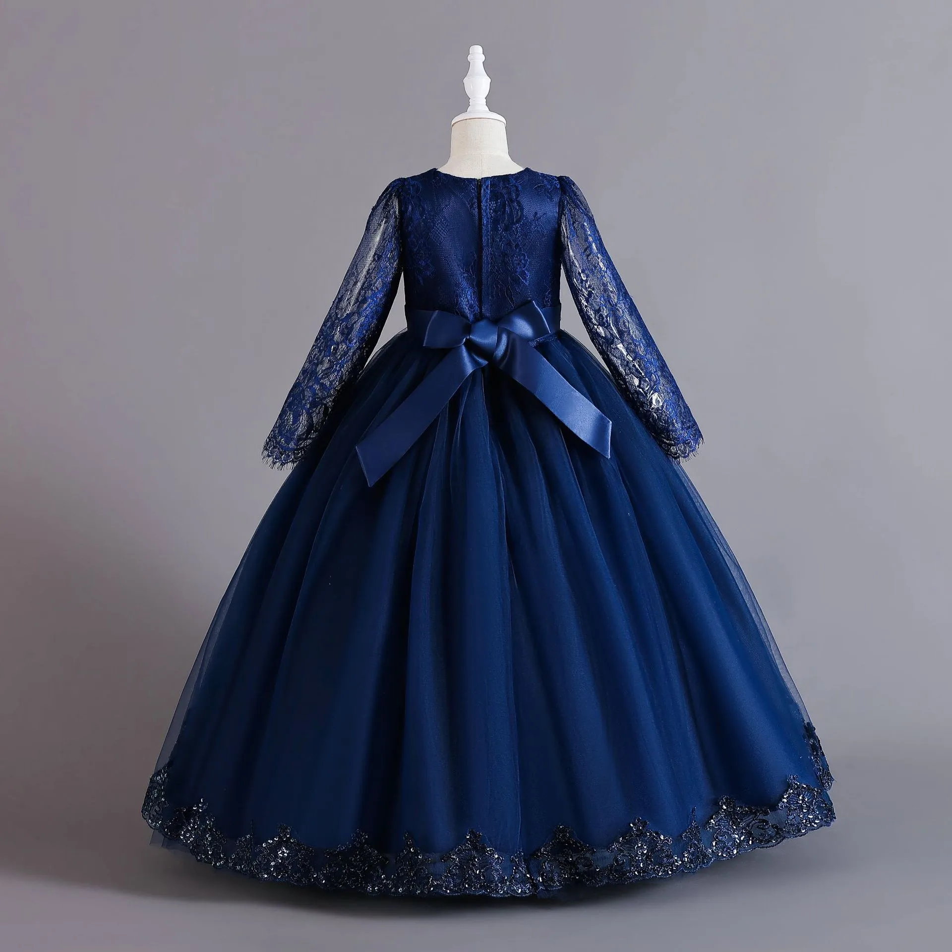 New Long Sleeve Sequined Lace Children's Dress Princess Dress Girl Flower Girl Christmas Dress Girl Dress display picture 11