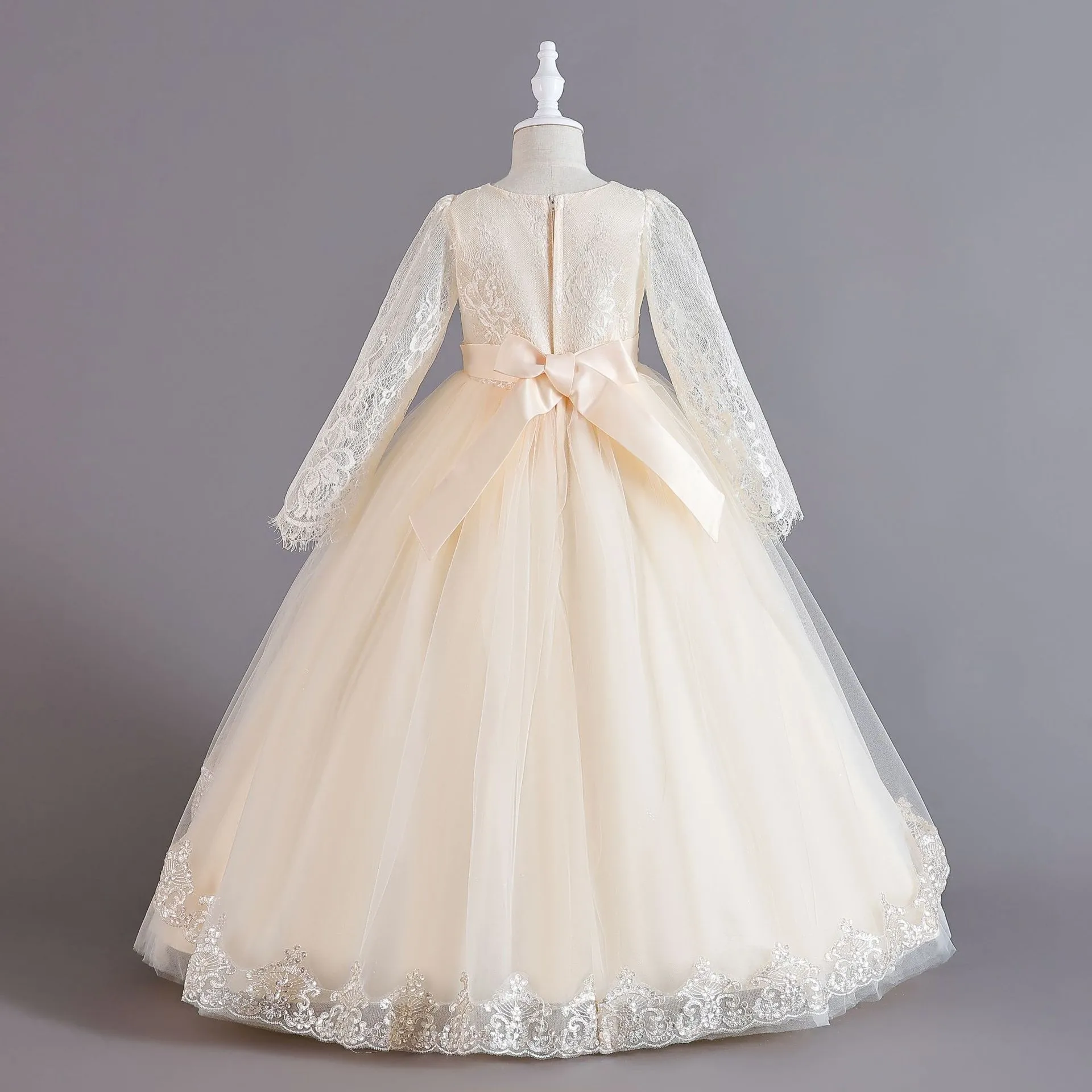 New Long Sleeve Sequined Lace Children's Dress Princess Dress Girl Flower Girl Christmas Dress Girl Dress display picture 15