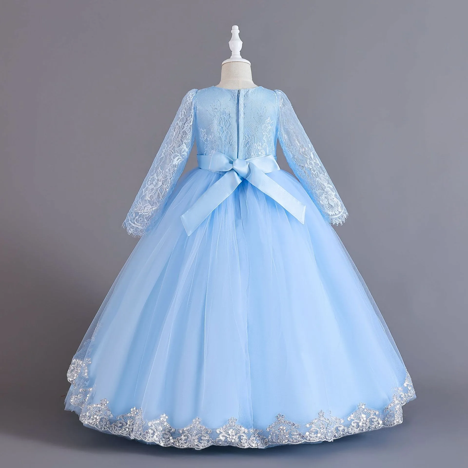 New Long Sleeve Sequined Lace Children's Dress Princess Dress Girl Flower Girl Christmas Dress Girl Dress display picture 18