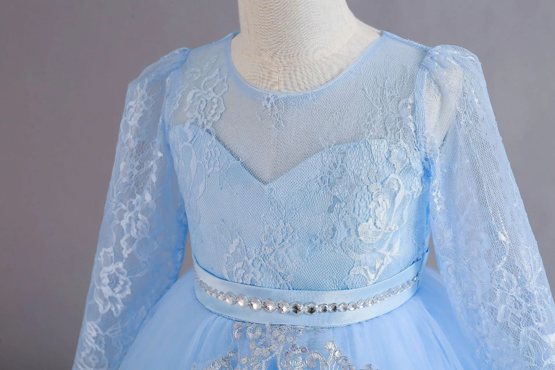 New Long Sleeve Sequined Lace Children's Dress Princess Dress Girl Flower Girl Christmas Dress Girl Dress display picture 19