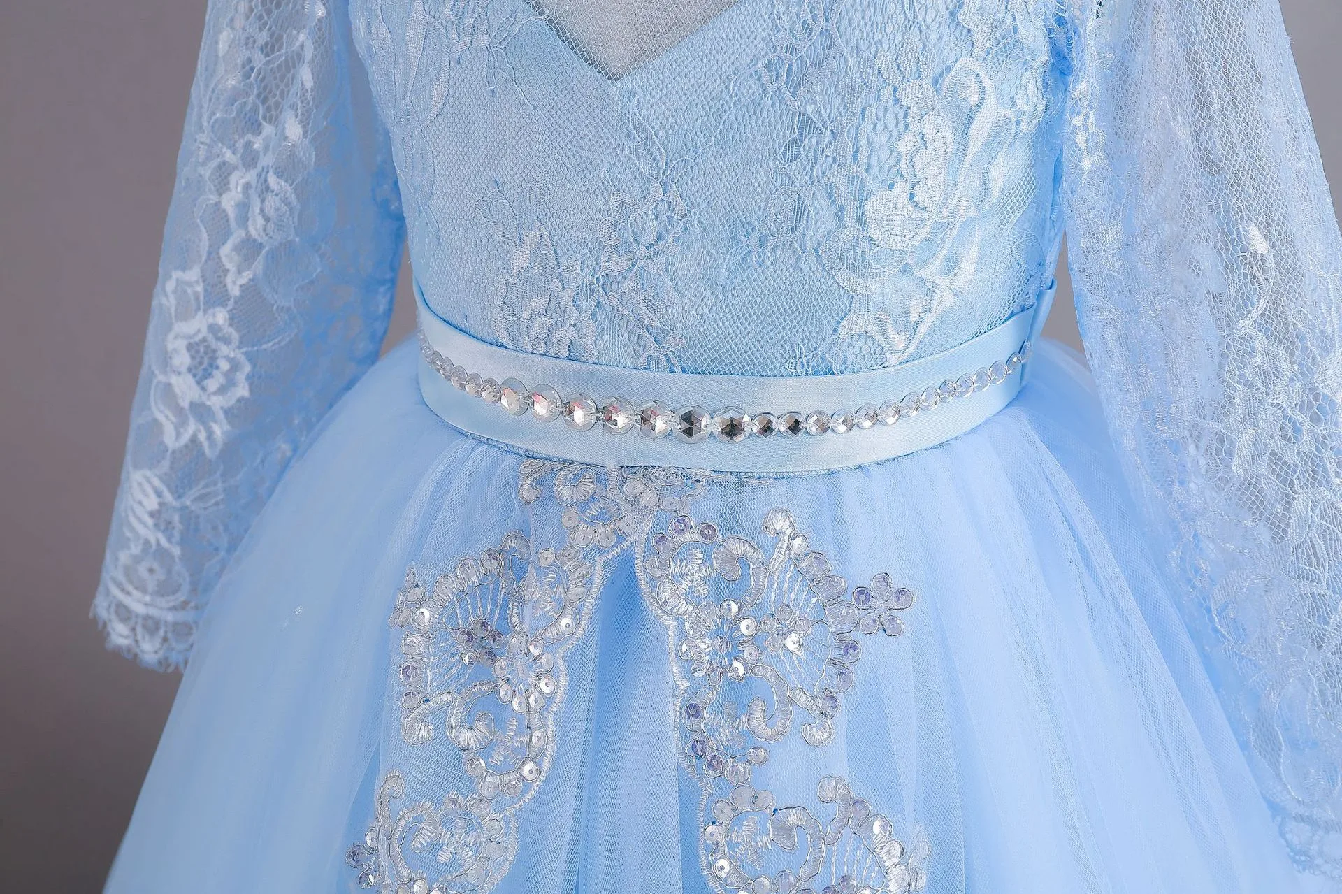 New Long Sleeve Sequined Lace Children's Dress Princess Dress Girl Flower Girl Christmas Dress Girl Dress display picture 20
