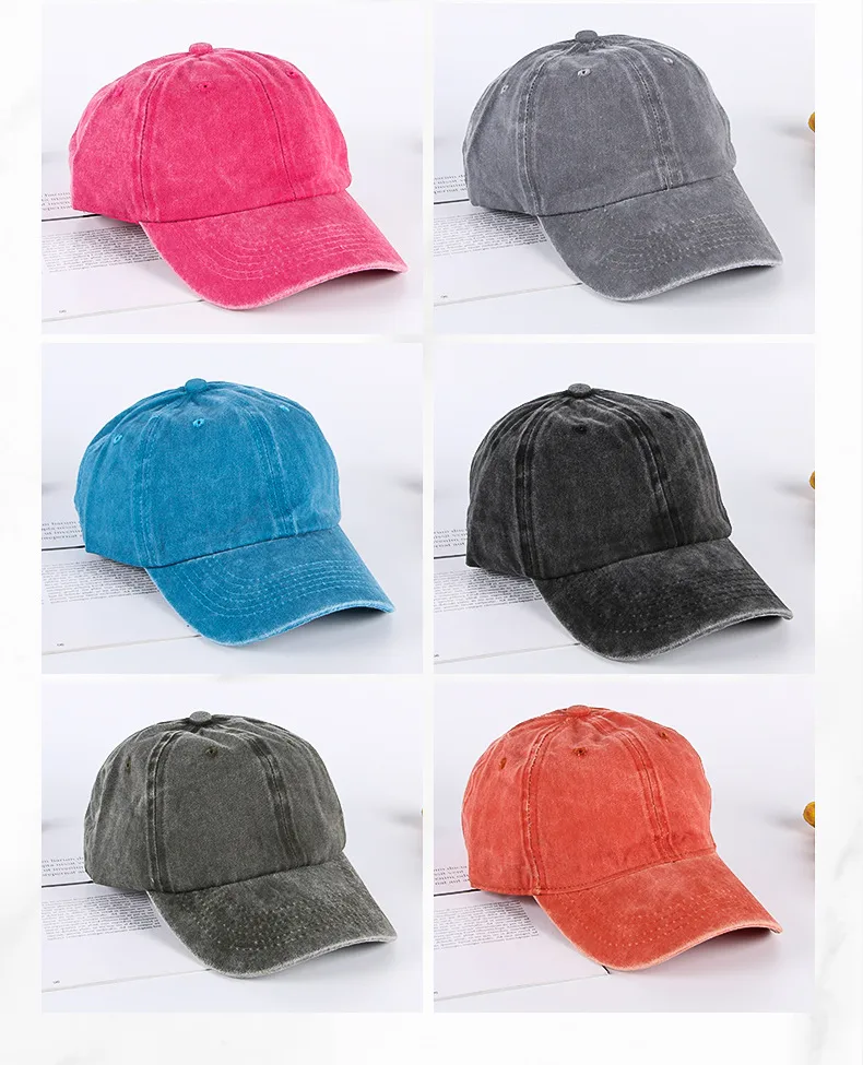 Washed Hat Distressed Baseball Cap Vintage Cap Men's Soft Top Light Plate Solid Color Hat Women's Outdoor Cowboy Hat display picture 3