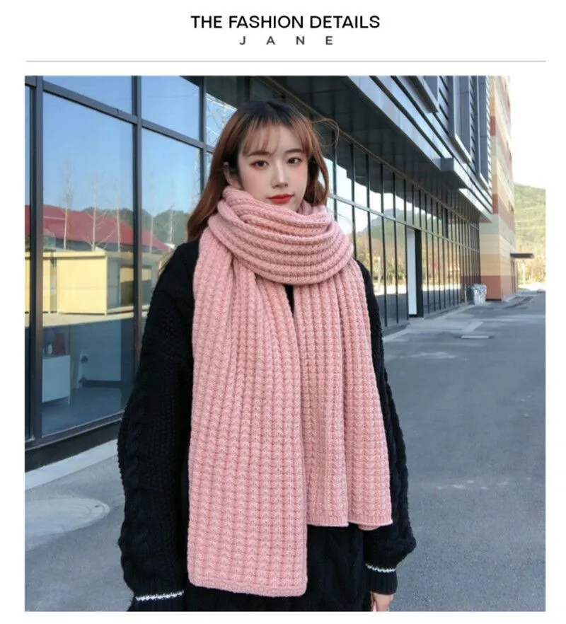 Korean Style New Fashion  Solid Color Knitted Wool Scarf Women's Autumn And Winter Thickened Warm Neck For Couple Men display picture 3