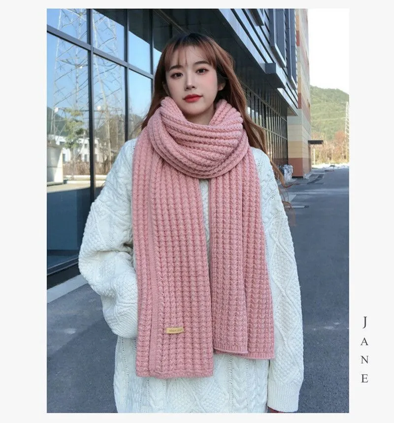 Korean Style New Fashion  Solid Color Knitted Wool Scarf Women's Autumn And Winter Thickened Warm Neck For Couple Men display picture 5