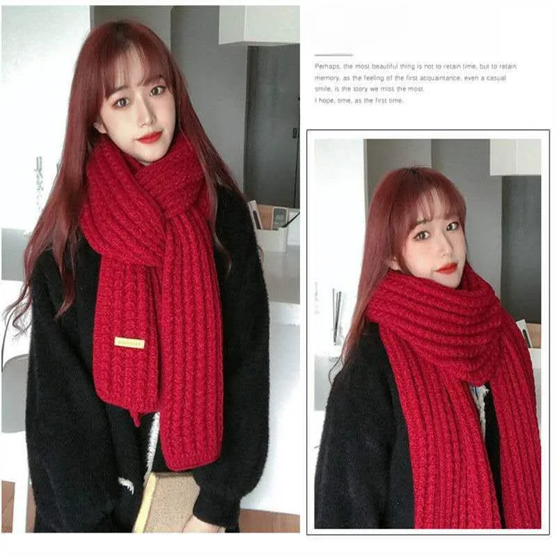 Korean Style New Fashion  Solid Color Knitted Wool Scarf Women's Autumn And Winter Thickened Warm Neck For Couple Men display picture 7