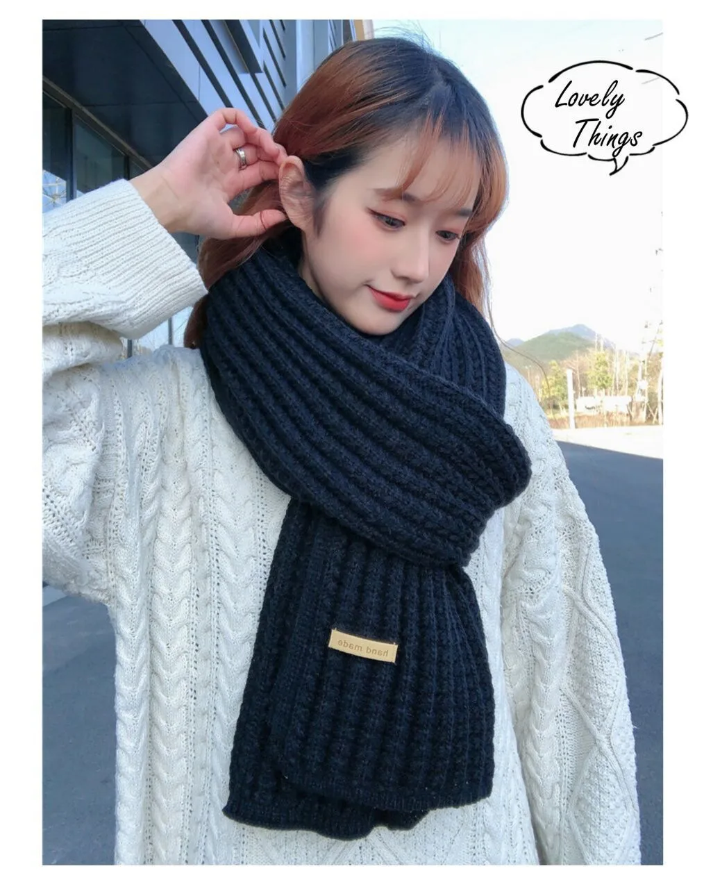 Korean Style New Fashion  Solid Color Knitted Wool Scarf Women's Autumn And Winter Thickened Warm Neck For Couple Men display picture 8