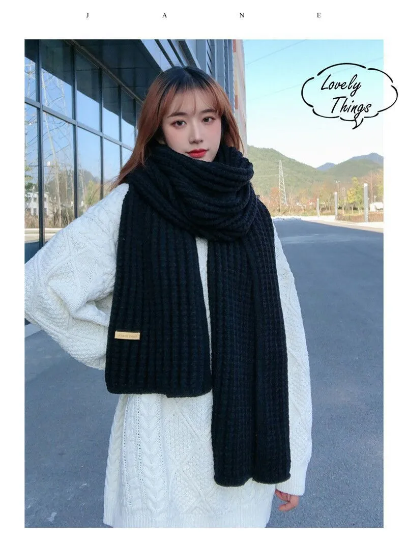 Korean Style New Fashion  Solid Color Knitted Wool Scarf Women's Autumn And Winter Thickened Warm Neck For Couple Men display picture 9