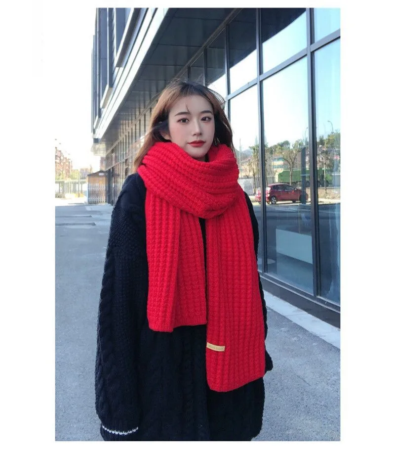 Korean Style New Fashion  Solid Color Knitted Wool Scarf Women's Autumn And Winter Thickened Warm Neck For Couple Men display picture 10