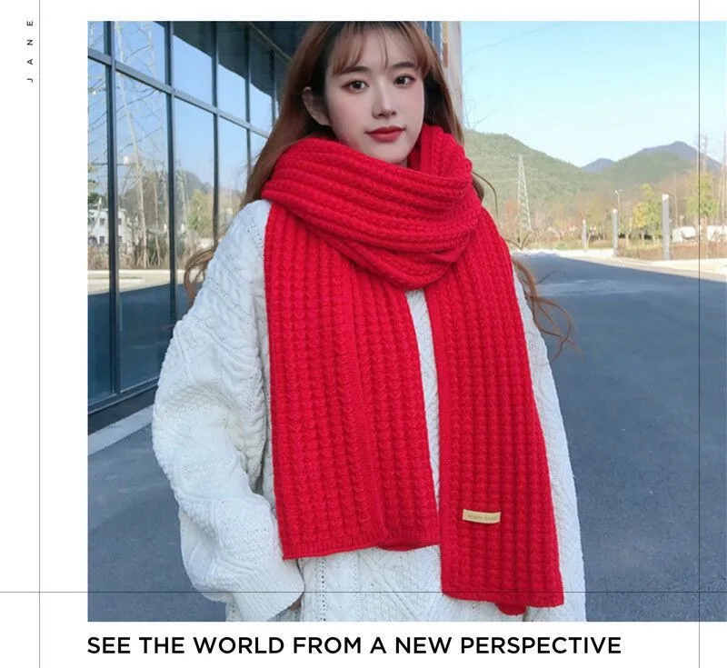 Korean Style New Fashion  Solid Color Knitted Wool Scarf Women's Autumn And Winter Thickened Warm Neck For Couple Men display picture 11