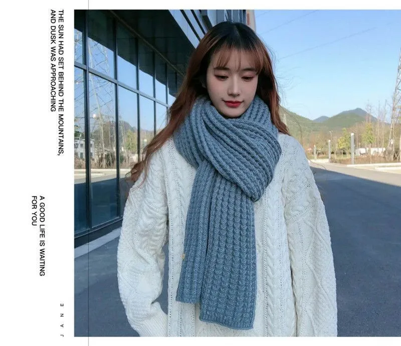 Korean Style New Fashion  Solid Color Knitted Wool Scarf Women's Autumn And Winter Thickened Warm Neck For Couple Men display picture 12