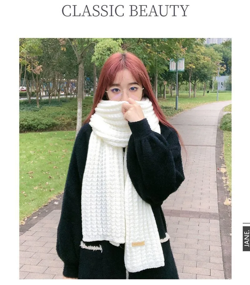 Korean Style New Fashion  Solid Color Knitted Wool Scarf Women's Autumn And Winter Thickened Warm Neck For Couple Men display picture 13