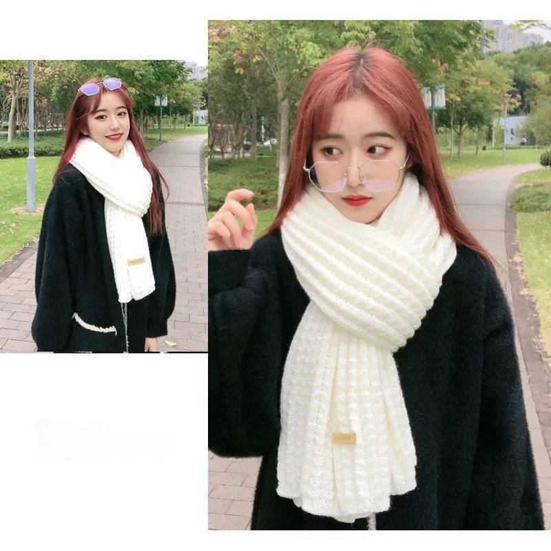 Korean Style New Fashion  Solid Color Knitted Wool Scarf Women's Autumn And Winter Thickened Warm Neck For Couple Men display picture 14