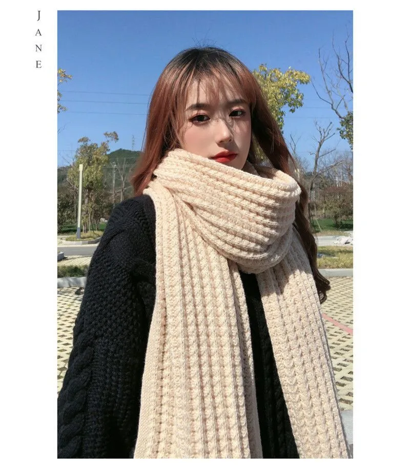 Korean Style New Fashion  Solid Color Knitted Wool Scarf Women's Autumn And Winter Thickened Warm Neck For Couple Men display picture 15