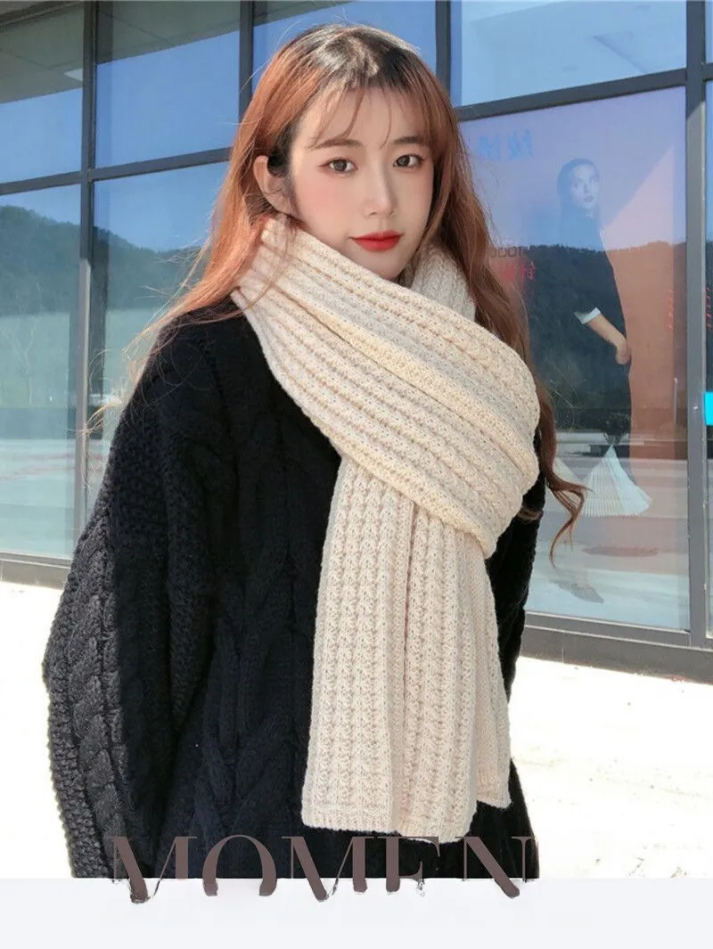 Korean Style New Fashion  Solid Color Knitted Wool Scarf Women's Autumn And Winter Thickened Warm Neck For Couple Men display picture 16