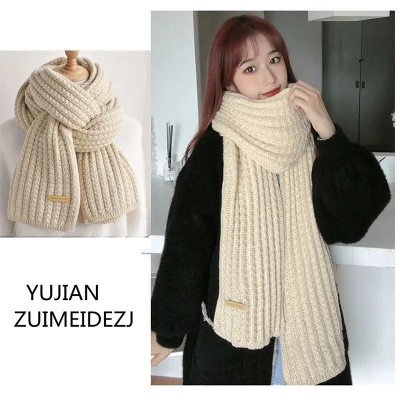 Korean Style New Fashion  Solid Color Knitted Wool Scarf Women's Autumn And Winter Thickened Warm Neck For Couple Men display picture 18