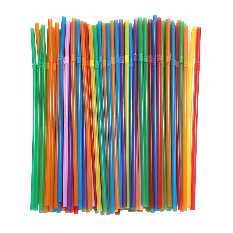 In Stock Wholesale Disposable Plastic Straw Soybean Milk Beverage Thin Straw Black Elbow Independent Packaging 100 Pcs display picture 1