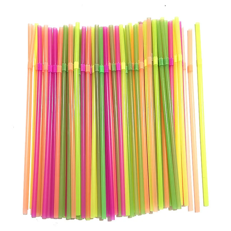 In Stock Wholesale Disposable Plastic Straw Soybean Milk Beverage Thin Straw Black Elbow Independent Packaging 100 Pcs display picture 3