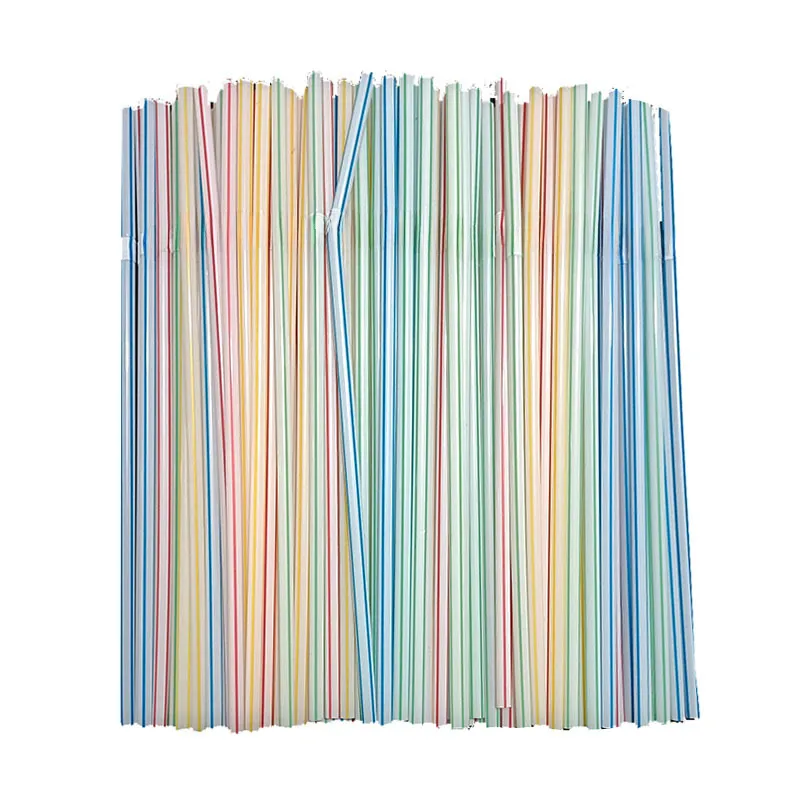 In Stock Wholesale Disposable Plastic Straw Soybean Milk Beverage Thin Straw Black Elbow Independent Packaging 100 Pcs display picture 4