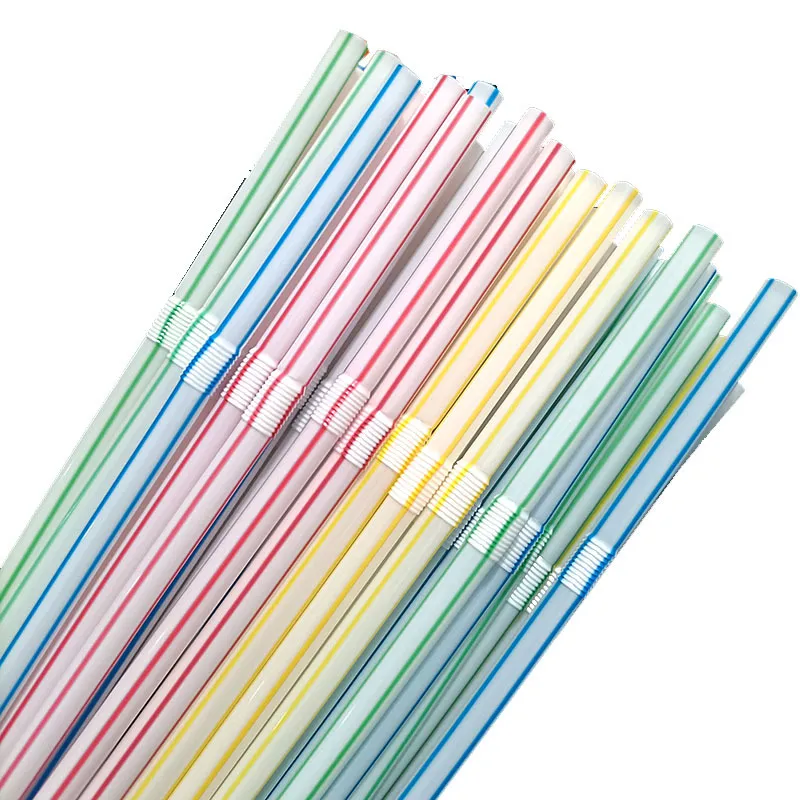 In Stock Wholesale Disposable Plastic Straw Soybean Milk Beverage Thin Straw Black Elbow Independent Packaging 100 Pcs display picture 6