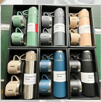 A Cup Of Three Lid New Stainless Steel Thermos Cup Gift Box Set 500ml Men's Business Tea Gift Cup Logo Printing display picture 1