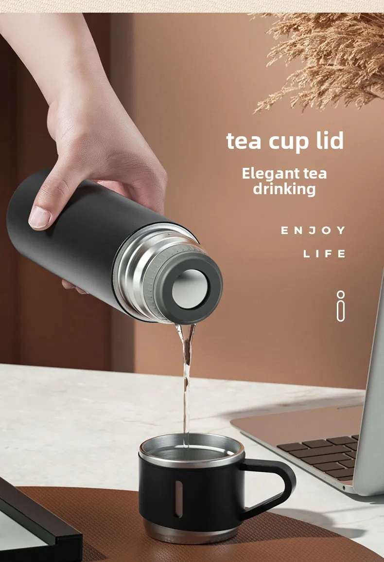 A Cup Of Three Lid New Stainless Steel Thermos Cup Gift Box Set 500ml Men's Business Tea Gift Cup Logo Printing display picture 3