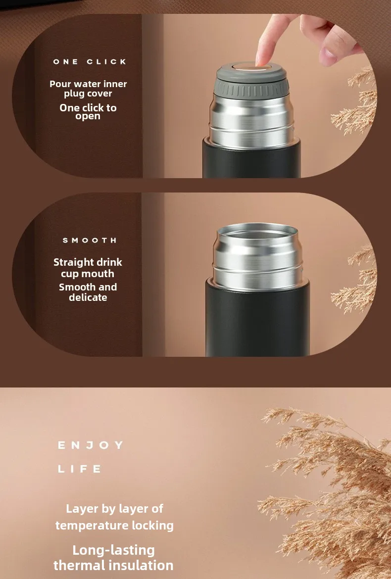 A Cup Of Three Lid New Stainless Steel Thermos Cup Gift Box Set 500ml Men's Business Tea Gift Cup Logo Printing display picture 4