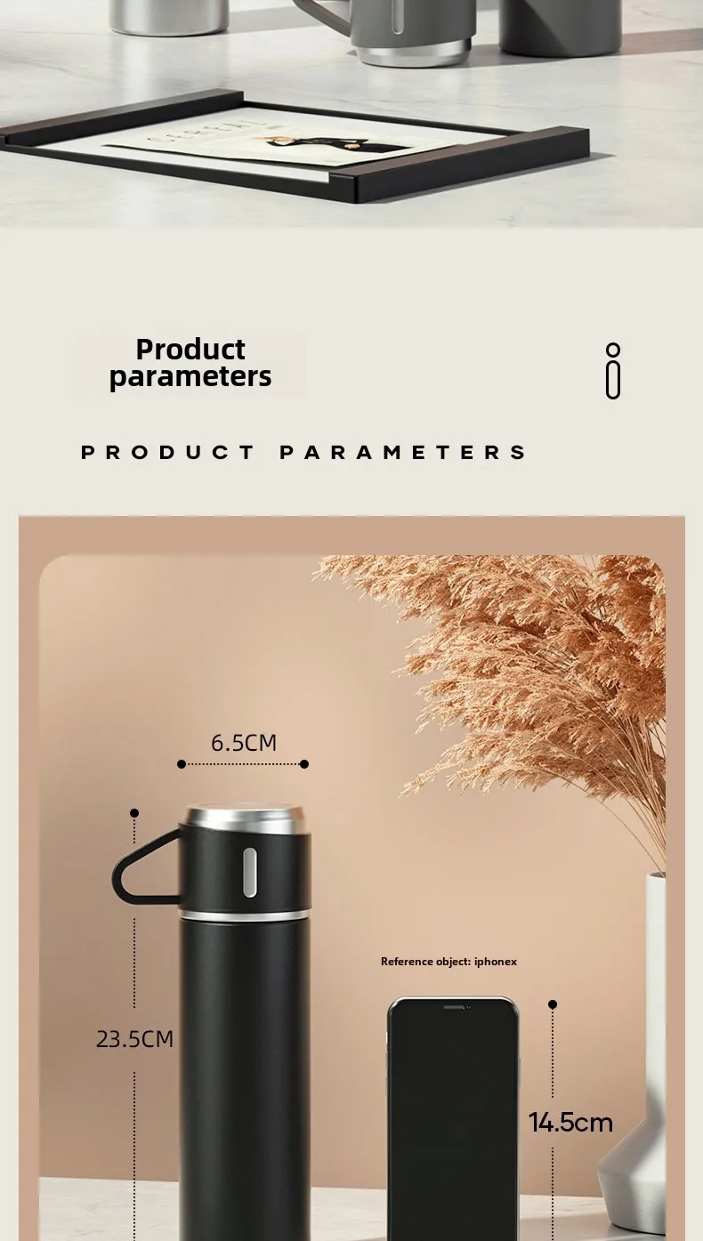 A Cup Of Three Lid New Stainless Steel Thermos Cup Gift Box Set 500ml Men's Business Tea Gift Cup Logo Printing display picture 8