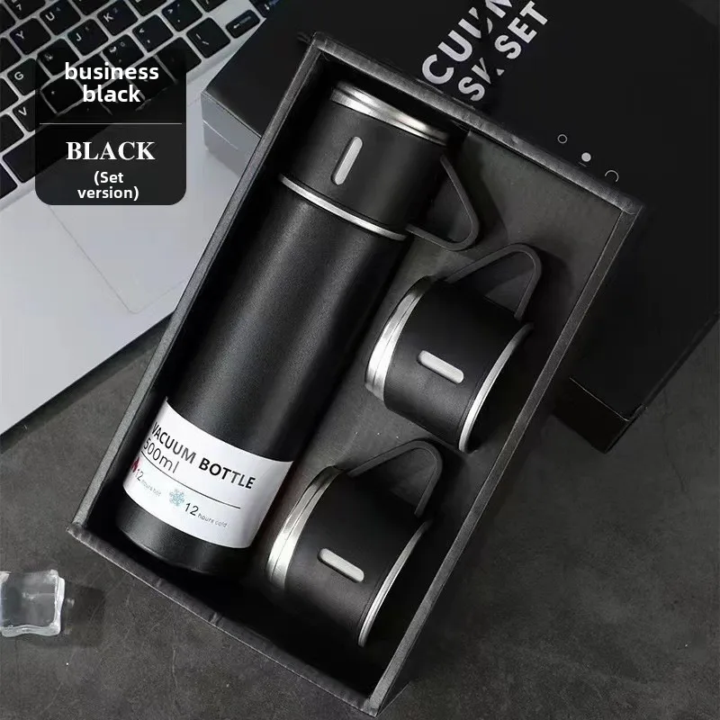 A Cup Of Three Lid New Stainless Steel Thermos Cup Gift Box Set 500ml Men's Business Tea Gift Cup Logo Printing display picture 13