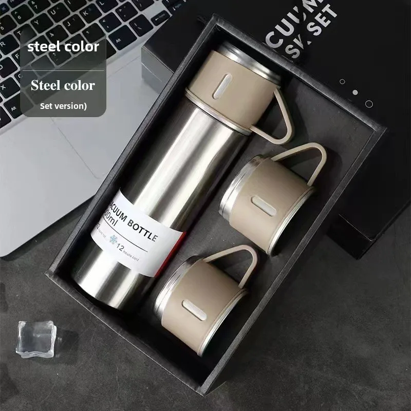 A Cup Of Three Lid New Stainless Steel Thermos Cup Gift Box Set 500ml Men's Business Tea Gift Cup Logo Printing display picture 14