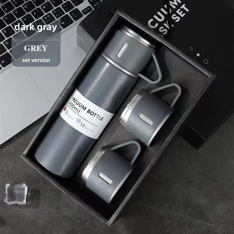 A Cup Of Three Lid New Stainless Steel Thermos Cup Gift Box Set 500ml Men's Business Tea Gift Cup Logo Printing display picture 16