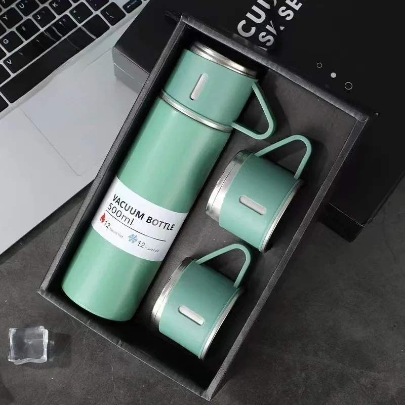 A Cup Of Three Lid New Stainless Steel Thermos Cup Gift Box Set 500ml Men's Business Tea Gift Cup Logo Printing display picture 17