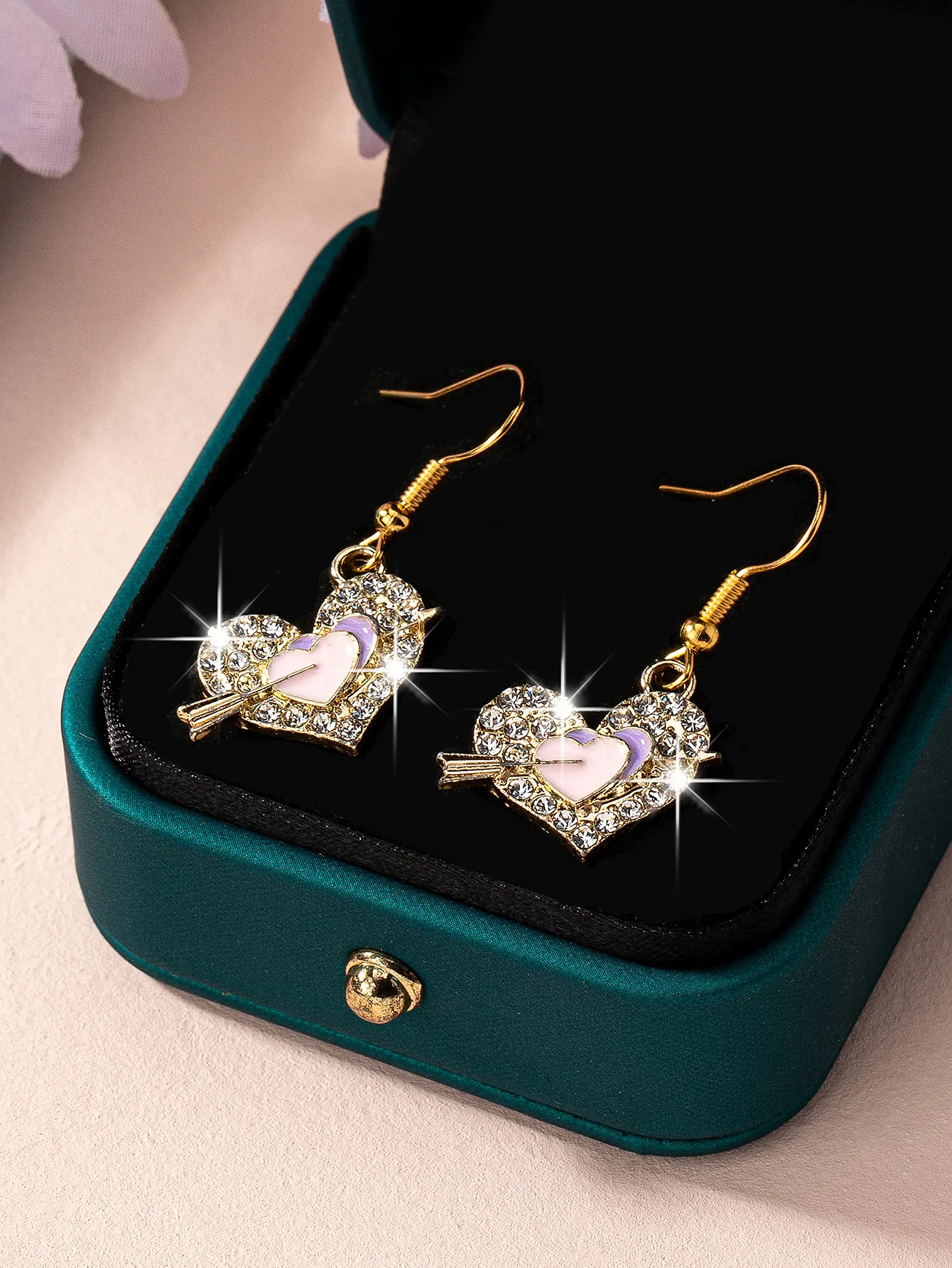 Heart-Shaped Zinc Alloy Drip Glazed Glass Eardrops display picture 3