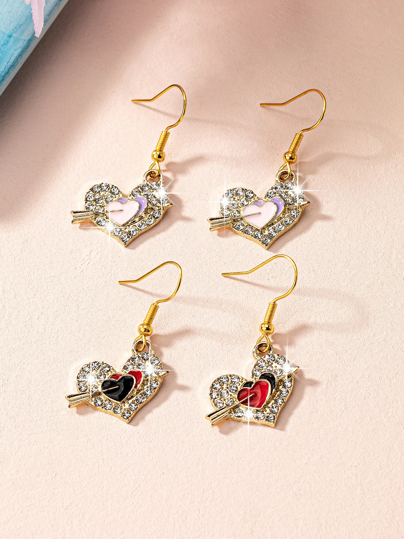 Heart-Shaped Zinc Alloy Drip Glazed Glass Eardrops display picture 5