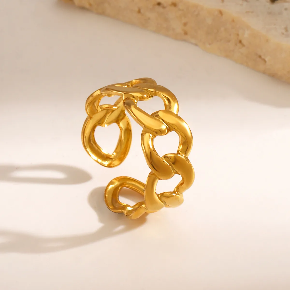 Wholesale Jewelry Simple Style IG Style Geometric 304 Stainless Steel 18K Gold Plated Open Rings display picture 3