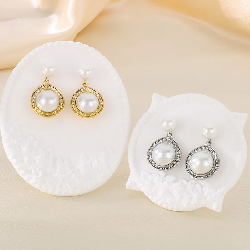 1 Pair Vintage Style Simple Style Geometric 304 Stainless Steel 18K Gold Plated Drop Earrings display picture 2