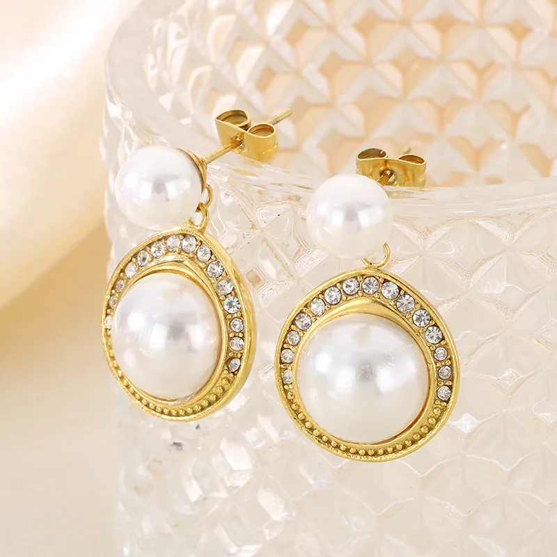 1 Pair Vintage Style Simple Style Geometric 304 Stainless Steel 18K Gold Plated Drop Earrings display picture 4
