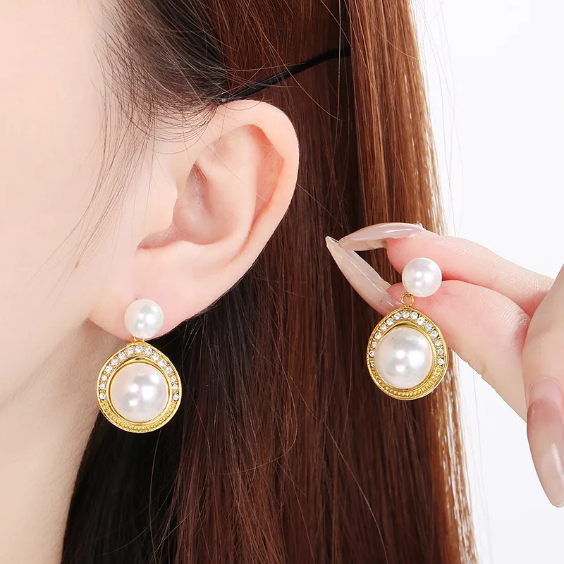 1 Pair Vintage Style Simple Style Geometric 304 Stainless Steel 18K Gold Plated Drop Earrings display picture 6