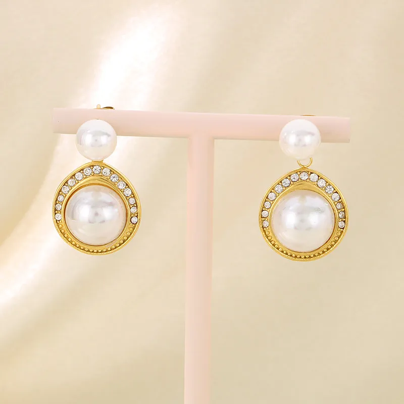 1 Pair Vintage Style Simple Style Geometric 304 Stainless Steel 18K Gold Plated Drop Earrings display picture 12