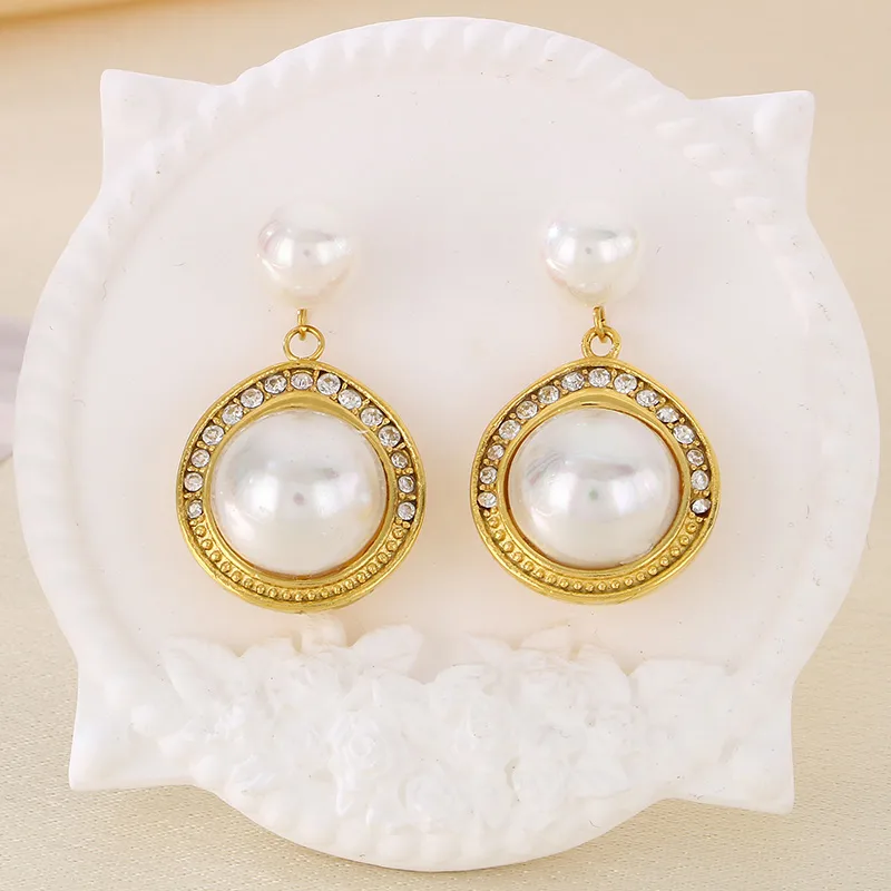 1 Pair Vintage Style Simple Style Geometric 304 Stainless Steel 18K Gold Plated Drop Earrings display picture 13