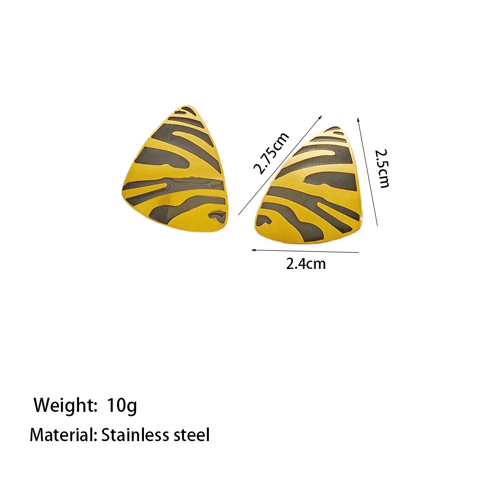 New Product Best-Selling European And American Triangle Zebra Texture Exquisite Fashion Plated 18K Gold Titanium Steel Necklace Two-Piece Earrings Set display picture 5